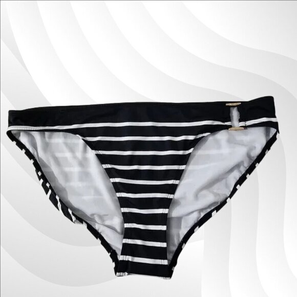 2/$50 Ralph Lauren Black & White Striped Hipster Bikini Bottom Size 16 - Picture 1 of 5